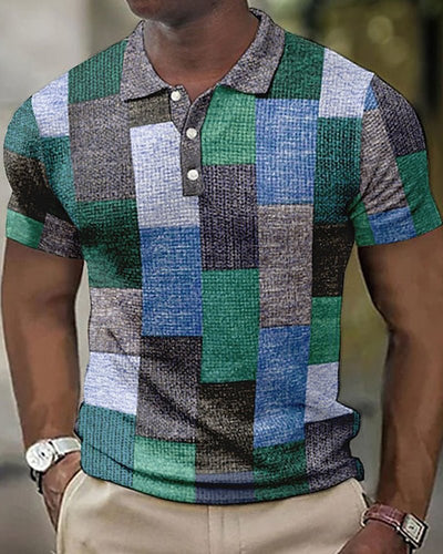 Stylish Summer: Jackstar™ Short Sleeve Polo with Checkered Print